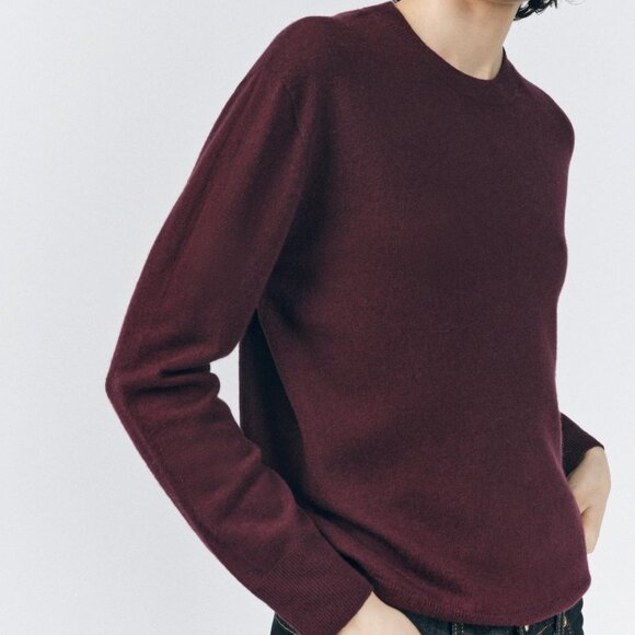 Zara 100% Wool Extra Soft Sweater Maroon Size Small NWT Fall Winter Minimalist - Picture 2 of 10